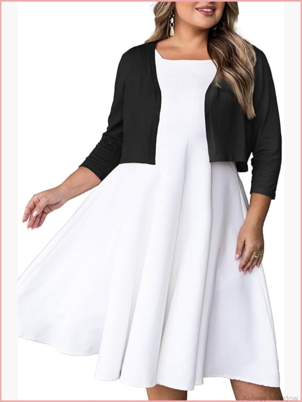 Plus Size Bolero Shrug Cropped Cardigan 3/4 Sleeve Open Front